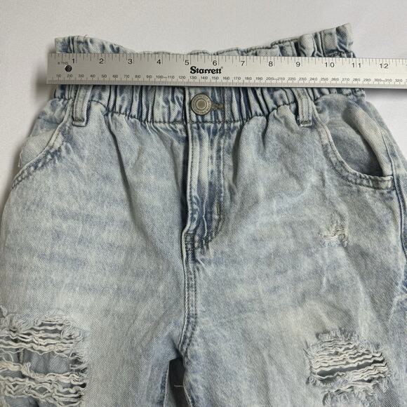 SO Paperbag Jeans Womens 0 24 Waist High Rise Mom Lightwash Ripped Destroyed - Picture 3 of 11